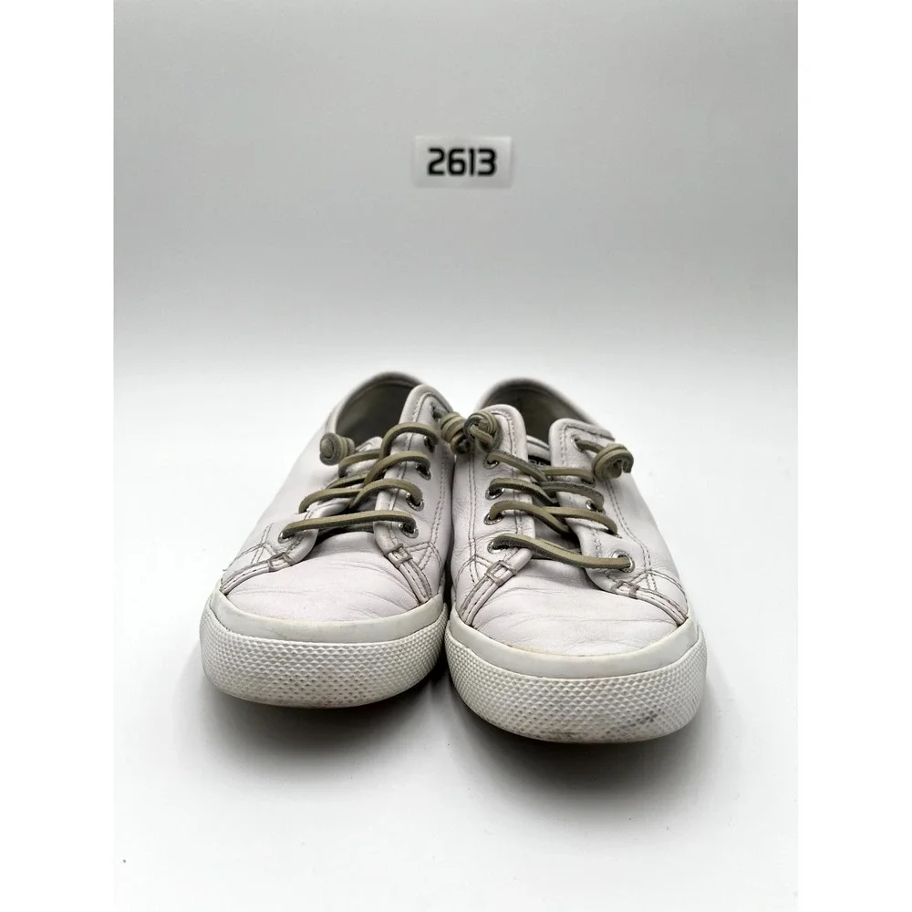 Sperry Seacoast STS91888 Women's 7M‎ Shoes Cloud White Leather Lace Up Sneakers